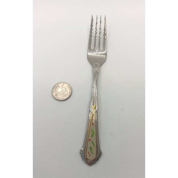 Lenox Holiday Holly & Berry Place Fork Stainless 18/10 Vietnam Free NOS VTG - Picture 3 of 5